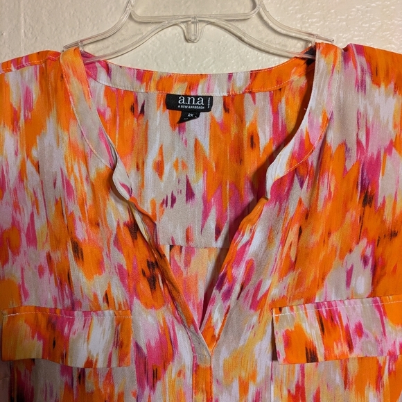 Ana  Women's Sleeveless Top - Orange and Pink Pattern Size 2x Pre-owned - Picture 5 of 6